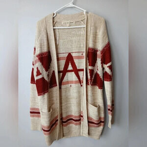 California Gypsy women's Medium long cream red cardigan Aztec southwestern boho